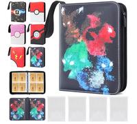 DBPBToU Álbum Cartas para 400 Cartas con 400 Fundas Cartas, Album para Poke X, V, Vmax, TAG TEAM, EX, GX, MTG, TCG, Álbum impermeable de Cuero PU con Cremallera (Mitológico)