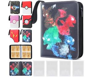 DBPBToU Álbum Cartas para 400 Cartas con 400 Fundas Cartas, Album para Poke X, V, Vmax, TAG TEAM, EX, GX, MTG, TCG, Álbum impermeable de Cuero PU con Cremallera (Mitológico)