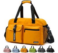 DBPBToU Bolsa Deporte Mujer Hombre con Compartimento para Zapatos de Ventilación, Bolsa Fitness con Compartimento para Ropa Mojada, Bolsa de Viaje Mujer (Amarillo)