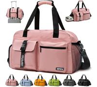 DBPBToU Bolsa Deporte Mujer Hombre con Compartimento para Zapatos de Ventilación, Bolsa Fitness con Compartimento para Ropa Mojada, Bolsa de Viaje Mujer (Rosa)