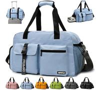 DBPBToU Bolsa Deporte Mujer Hombre con Compartimento para Zapatos de Ventilación, Bolsa Fitness con Compartimento para Ropa Mojada, Bolsa de Viaje Mujer (Azul)