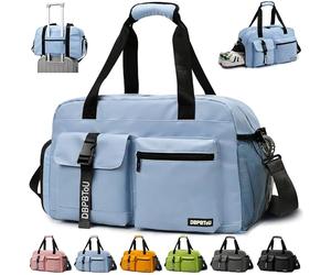 DBPBToU Bolsa Deporte Mujer Hombre con Compartimento para Zapatos de Ventilación, Bolsa Fitness con Compartimento para Ropa Mojada, Bolsa de Viaje Mujer (Azul)