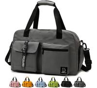 DBPBToU Bolsa Deporte Mujer y Hombre, Bolsa de Viaje con Compartimento para Zapatos, Bolsa Fitness con Compartimento para Ropa Mojada, Bolsa de Fin de Semana, Bolsa Natación/Bolso Viaje (Gris)