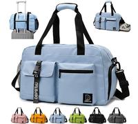 DBPBToU Bolsa Deporte Mujer y Hombre, Bolsa de Viaje con Compartimento para Zapatos, Bolsa Fitness con Compartimento para Ropa Mojada, Bolsa de Fin de Semana, Bolsa Natación/Bolso Viaje (Azul)