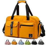 DBPBToU Bolsa Deporte y de viaje de fin de semana para Mujer y Hombre, Bolsa fitness y Natación con Compartimento para Zapatos y ropa mojada (Amarillo)