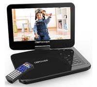 DBPOWER Reproductor de DVD portátil de 10,5 pulgadas, batería recargable de 3 horas, pantalla giratoria, tarjeta SD y USB, reproducción directa en formatos MP4/AVI/RMVB/MP3/JPEG (10,5, negro).