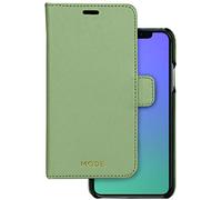 Dbramante1928 - Funda de Piel para Apple iPhone XS/X [Modelo: New York I Saffiano de Piel I 2 in1 Función I Tarjetero I de Color Verde] - nyxso lgr5168