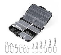 DBREAKS 180 Piezas Eslabón Giratorio de Pesca, 1# 2# 4# 6# 8# 10# Emerillones Imperdibles de Pesca in Acero Inoxidable, 0# - 5#Tamaños Snap de Pesca, Chasquido Conectadores Emerillones