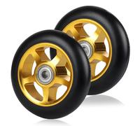 DBREAKS 2 Pcs Ruedas para Stunt Scooter 100mm, Ruedas de Repuesto, Dorado | 100 x 24mm Ruedas para Patinete de Acrobacias, con Rodamientos ABEC-9, Dureza 88A, Adecuadas para Todo Tipo de Scooters