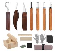 DBREAKS 24 Piezas Tallar Madera Gubias, Kit de Herramientas para Tallar Madera, con Guantes Anticorte, Madera para Tallar, Para Principiantes Y Profesionales