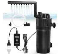 DBREAKS 5 en 1 Filtro Acuario Interno 400 L/h 3W con Lámpara UVC 4W y Temporizador, Filtro Pecera Ajustable para Acuarios 40-120 Litros, Filtro Tortugas de Agua con Lampara UV