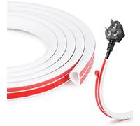 DBREAKS Canaleta de cables blanca autoadhesiva, 2 m, suelo flexible, protección de cables, semirredonda, PVC, para ocultar 1 cable, barra de cables para pared, 15 mm × 11 mm