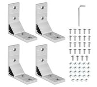 DBREAKS Juego de 4 soportes de esquina 4040 Angulo Ranurado de Aluminio, Ángulos de Material de Fijación, Conectores Angulares Para Perfil, Plateado