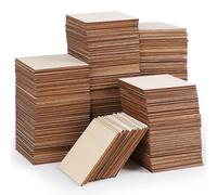 DBREAKS Pack de 200 Cuadrados de Madera Manualidades en Blanco Rodajas de Madera Natural 7cm, piezas de madera, Rebanadas de Madera para Pintar, Pirograbado, Decoración, Pintura