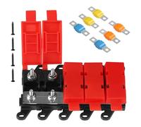 DBREAKS Portafusibles Midi de 4 compartimentos Incluye fusibles de 30 A, 60 A y 100 A con cubierta de goma de silicona, distribuidor de cobre, para barco, caravana