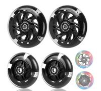 DBREAKS Ruedas luminosas para patinete, 4 ruedas luminosas LED, 80 mm + 120 mm, ruedas de repuesto con ABEC, 9 rodamientos de bolas, dureza 88A, adecuadas para todo tipo de patinetes (negro)