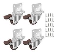 DBREAKS Ruedas para muebles 32MM, 4 ruedas giratorias con freno, ruedas de goma con 20 tornillos, placa de montaje tipo L, ruedas de transporte para cunas y carros