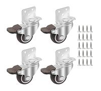 DBREAKS Ruedas para muebles 38 mm, 4 ruedas giratorias con freno, ruedas de goma con 20 tornillos, placa de montaje tipo L, ruedas de transporte para cunas y carros