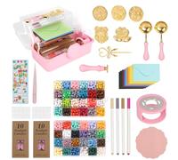 DBREAKS Sellos Lacre Kit, 48 Colores Juego de Sellos de Cera, 1200 Perlas de Cera de Sellado, Cuentas de Sello Cera, Kit de Sello de Cera con Sello de Cera, Calentador de Sello de Cera