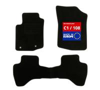 DBS 1765235 Alfombrillas de coche - A medida - Alfombrillas para coche - 3 uds. - Antideslizante - Moqueta en negro 900 g/m² - Aspecto terciopelo - Modelo Star