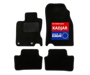 DBS - Alfombra de Coche a Medida - Adecuada para tu Renault KADJAR Desde 05/2015 - Antideslizante - Clips de fijación y Scratch - Alfombra de Suelo de 4 Piezas - Moqueta - Negro