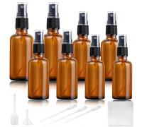 DBTW 8Piezas Ambar Pulverizador Cristal - 20/30/50ml Glass Spray Bottles, Bote Spray Pulverizador Cristal, con Atomizador para Viajes, Botella de Spray de Vidrio Ámbar para Agua, Alcohol y Cosméticos