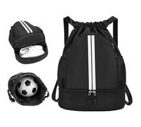 DBTW Negro Mochila Impermeable con Cordón - Multi-Compartimento, Diseño con Cordón, Bolsa de Gimnasio, Mochila Resistente al Agua para Deportes, Natación, Viajes