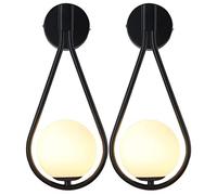 Dbtxwd Paquete De 2 Apliques De Pared Inalámbricos Dorados, Iluminación De Pared Interior Círculo De Metal Acabado De Latón Brazo Oscilante Lámparas De Pared LED Accesorios Decoración De Pared,Negro