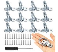 Dbuwqips 12 Argollas de Amarre D Plegables Muy Resistentes con Tornillos para Madera y Destornilladores Anclajes Carga Pesada con Base Reforzada pour Remolque para Coche Camion Autocaravana y Velero