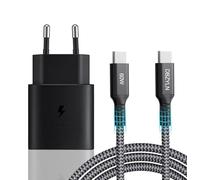 DBZYLN Cargador Rapido con Cable Compatible con Samsung S23 S22 Ultra S21 S20 S10 Note20 A13 A23 A53 A54 Z Fold5 Fold4 Flip5 Flip4, 25W USB C Carga Rapida & Cable 200cm - Negro