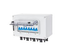 DC 12-400V DC - Caja de interruptor de circuito de PV con ventana, caja de conexión solar de PVC con 2 configuraciones de cableado (conector solar/conectores MC4), montaje en pared PV caja combinada 4