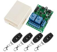 DC 12V 24V 2CH Funkfernbedienung schalter Kabellos 2 Kanle, DC 6-30V 10A Inalámbrico Relais Empfänger mit 4 Sender Funksteuerung, RF Relaismodul Schalter Transmitter für Garagentor
