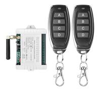 DC 12V 24V 36V 4 canales Control remoto universal inalámbrico Receptor radio Control remoto sin potencial Motor Motor Puerta de garaje con 2 mandos de metal para mando a distancia transmisor puerta de