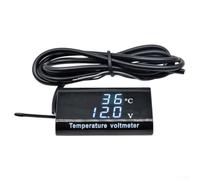 DC 12V Dual Display LED Digital Sensor de Temperatura y Voltímetro, 0.27 "Pantalla de 3 dígitos, IPX6 Impermeable, -10°C a 150°C / 8-18V, para coches y motocicletas (azul)