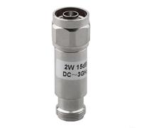DC-3GHz N Tipo RF Atenuador 2W Macho a Hembra 50 Ohm Coaxial Fijo para Prueba de Señal Industrial Plata (15dB)