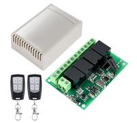 DC 433MHz - Interruptor remoto inalámbrico (12 V, 24 V, 4 CH), CC 6-30 V 10 A, receptor de relé inalámbrico de 4 canales con 2 transmisores inalámbricos, para luz, puerta de garaje, motor, toldo