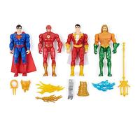DC Comics, Action Figures 4-Pack, Superman, The Flash, Shazam!, Aquman 4-inch Figures, 8 Accessories, Collectible Superhero Kids Toys for Boys and Girls, Ages 3+