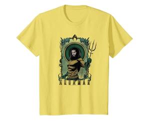 DC Comics Aquaman Framed Trident Camiseta, Niños, Limón, 12 años