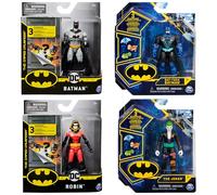 DC Comics BATMAN 4-Inch Action Figures with 3 Mystery Accessories (Styles Vary)