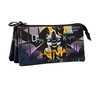 DC Comics Batman Dark Night-Estuche Portatodo Triple Fan, Gris, 23 x 11 cm