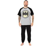 DC Comics Batman Pijama de para Hombre | Camiseta y pantalón de salón con Personaje de superhéroe Conjunto de Pijama Gris y Negro | Emblema del Logotipo de Batman | Regalos de Ropa de Dormir