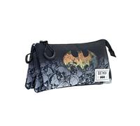 DC Comics Batman Skulls-Estuche Portatodo Triple HS, Negro, 23 x 11 cm