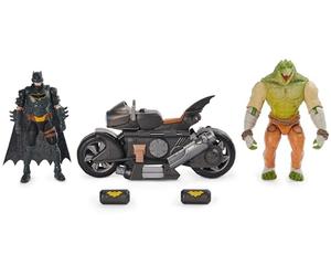 DC Comics, Batman Transforming Batcycle Battle Pack con Figuras de acción de Batman y Killer Croc de 10 cm, Juguetes para niños y niñas a Partir de 4 años