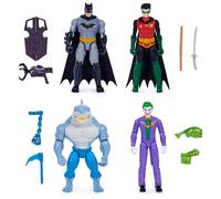 DC Comics, Batman y Robin contra The Joker y King Shark, Figuras de acción de 10 cm, Juguetes para niños y niñas a Partir de 3 años