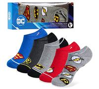 DC Comics Calcetines Invisibles Niño y Adolescente, Pack de 5 Calcetines Divertidos con Diseños de Superhéroes, 35-39 EU (35-39, Multicolor)