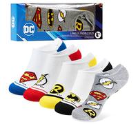 DC Comics Calcetines Invisibles Niño y Adolescente, Pack de 5 Calcetines Divertidos con Diseños de Superhéroes, 35-39 EU (30-35, Blanco)