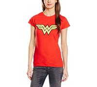 DC Comics - Camiseta con cuello redondo de manga corta para mujer, S, color rojo