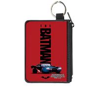 DC Comics - Cartera con cremallera, diseño de Batmobile de la película Batman, color rojo y negro, Batman, 8" x 5", Casual