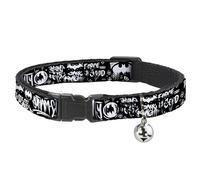 DC Comics - Collar de Gato con Campana, Clip de plástico, fácil de Ajustar, Collage de Graffiti de Batman Gotham City, Negro y Blanco, 8.5 a 12 Pulgadas, 0.5 Pulgadas de Ancho