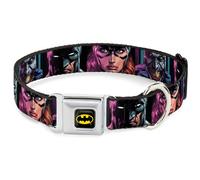 DC Comics Collar para mascotas, collar de perro, hebilla de cinturón de seguridad de metal, Batgirl y Joker, cubierta de cómic de Batgirl y Joker, color negro, 9.5 a 13 pulgadas, 1.0 pulgadas de ancho
